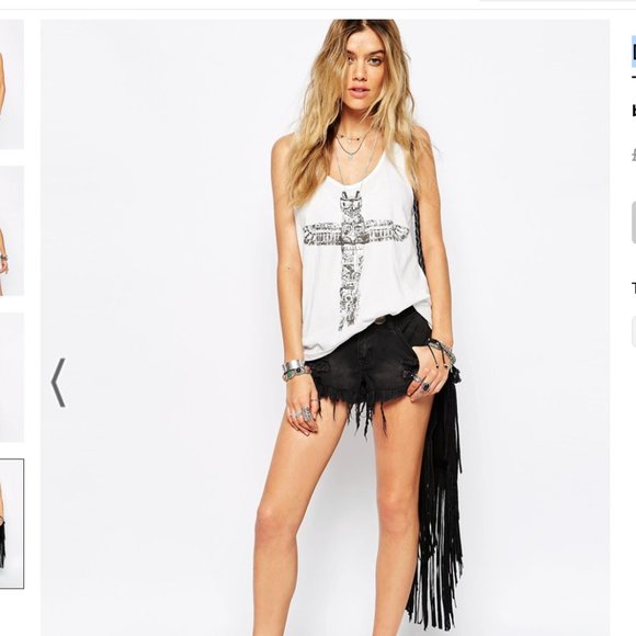 Vintage Y2K Denim & Supply Ralph Lauren White Graphic Tank Top - Picture 1 of 3